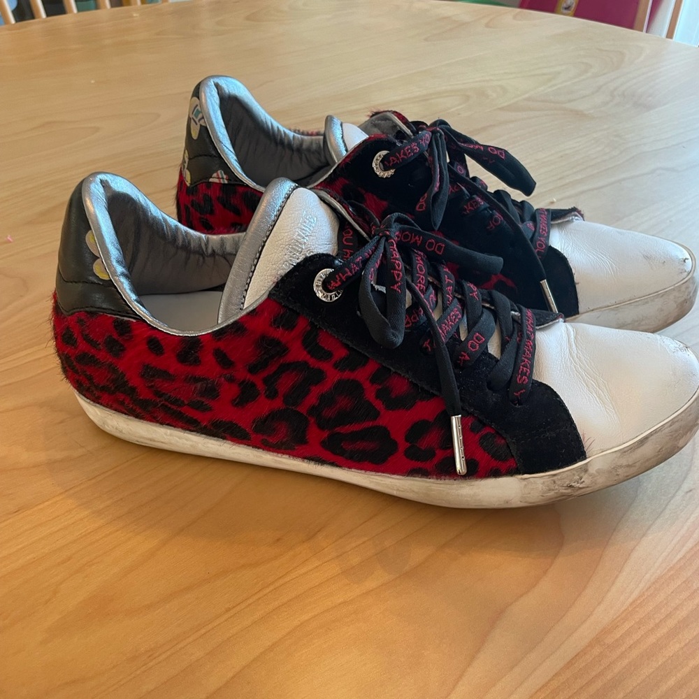 Zadig & Voltaire leather leopard print sneakers